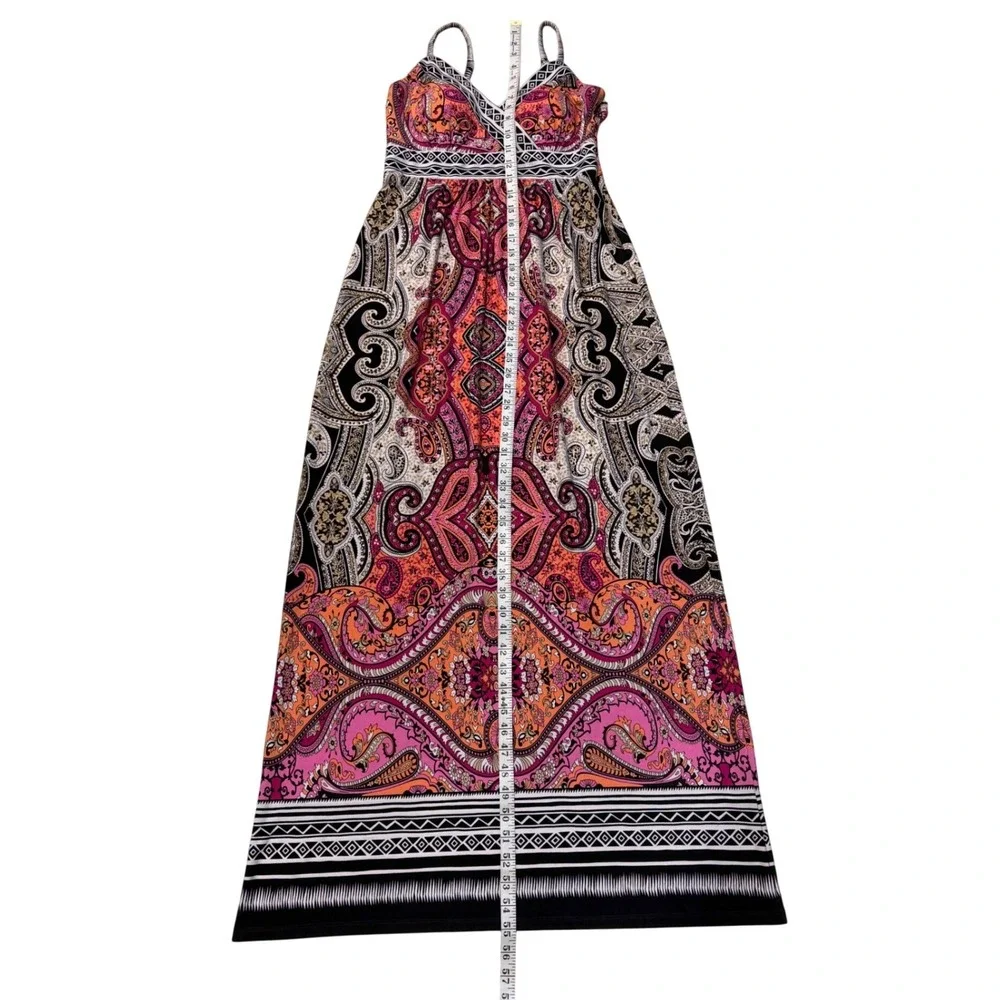 Christopher & Banks Paisley Maxi Dress Pink Orange Festival Eclectic Boho Medium